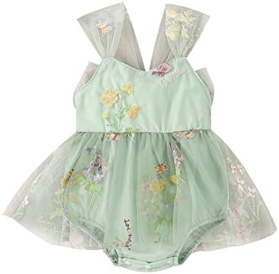 תינוקת יילוד תינוקת טול טוטו רומפר שמלת פרח חצאית רקמה חצאית ללא שרוולים סרבל בגד גוף תלבושת קיץ