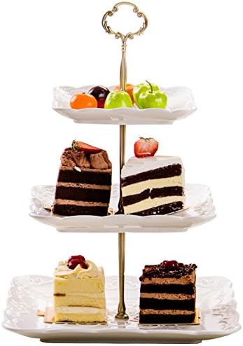 עוגת דוכן עוגת מגש קינוח תצוגת אירופאי יוקרה יצירתי לחתונה או סלון שלוש שכבות