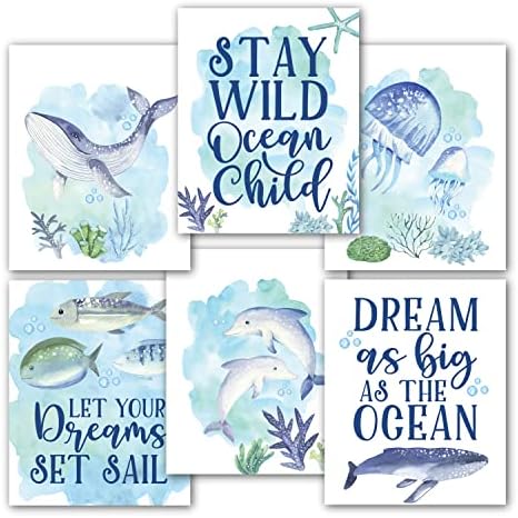 6 הדפסת עיצוב קיר אוקיינוס ​​הפיך מדפיסים תפאורה למשתלת, 16 כרזות חינוכיות לעיצוב כיתה, קישוטים למקלחת לתינוקות, גן