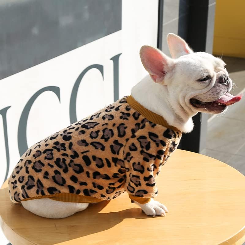 דפוס נמר סוודר כלבים פלנל סווטשירט רך PJs חמודים לכלבים קטנים ובינוניים חתולים בגדי גור מעיל חום קל משקל-חום