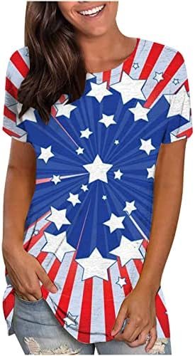 חולצת דגל אמריקאית נשים ארהב פסים כוכבים רביעי ביולי חולצות טי רופפות