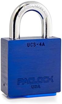 מנעול ה- UCS-4A של Paclock, קנה אלומיניום תואם American Act, אלומיניום כחול, צילינדר אבטחה גבוהה 6 פינים, מנעול