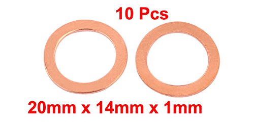 UXCell A16072700UX0571-DM טבעת שטוחה טבעת נחושת נחושת אטם אטם אטם, 20 ממ x 14 ממ x 1 ממ גודל