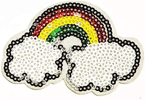Kleenplus Cartoon Sequin Rainbow Sew ברזל על טלאי Applique Applique Applique Craft Make Make Make Make Make Clation