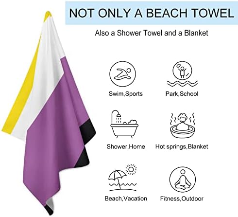 דגל קהילת גאווה לא בינארית מגבת חוף רכה מגבות חוף יבש מהירות מגבות שמיכה גדולות למבוגרים