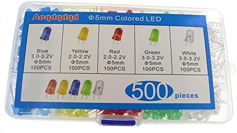 500 יחידות 5 ממ הוביל דיודה פולטת אור עגול מגוון צבע לבן/אדום/צהוב/ירוק / כחול ערכת תיבה