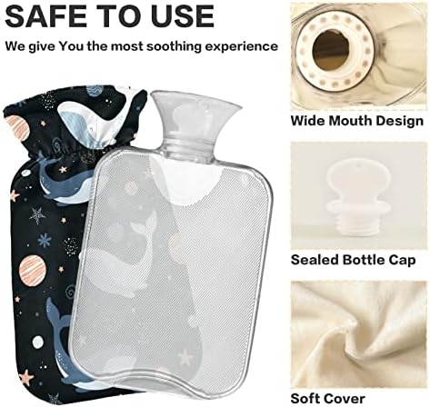 בקבוקי מים חמים עם כיסוי חמוד לווייתנים חלל כוכב חם מים תיק עבור כאב הקלה, כאבי ראש כאבי גב, חימום תיק 2 ליטר