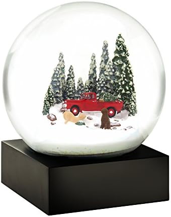 Coolsnowglobes משאית אדומה וכלבים גלוב שלג מגניב