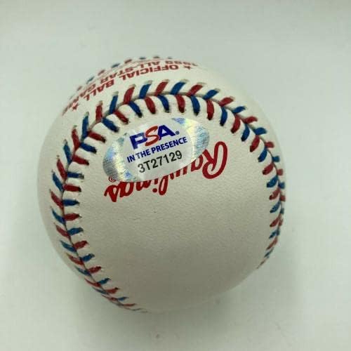 רנדי ג'ונסון סיי יאנג 17-9 364K של 2.48 ERA חתום במדבקת DNA בייסבול PSA - כדורי בייסבול עם חתימה