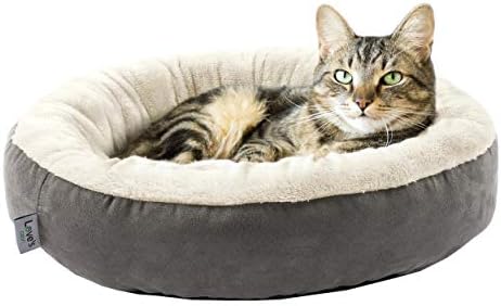 בקתה של אהבה עגול סופגנייה וחתול כרית כלבים, מיטת חיית מחמד 23 אינץ 'לחתולים או לכלבים קטנים, אנטי-החלקה ותחתית