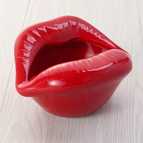 Lioobo קרמיקה שפתיים מגש אפר: מאפרי אופנה, מחזיק אפר חידוש, קופסא קישוט לקישוט שולחן עבודה של אפר מאפרות.