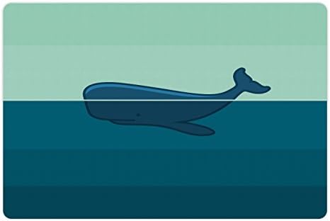 אמבסון לווייתן לחיות מחמד מחצלת עבור מזון ומים, גדול כחול לווייתן חצי של זה שחייה בחלק העליון של אוקיינוס ים