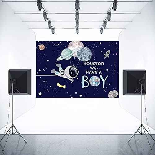 רקע מקלחת תינוק בחלל החיצון 7 על 5 רגל זה ילד רקטה אסטרונאוט כוכב גלקסי כוכבים יקום צילום רקע קישוט מסיבת ילדים באנר