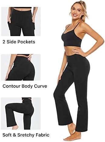 סטל נשים של אתחול יוגה מכנסיים עם כיסים התלקחות חותלות גבוהה מותן יוגה מכנסיים בטן בקרת אימון בוטלג מכנסיים