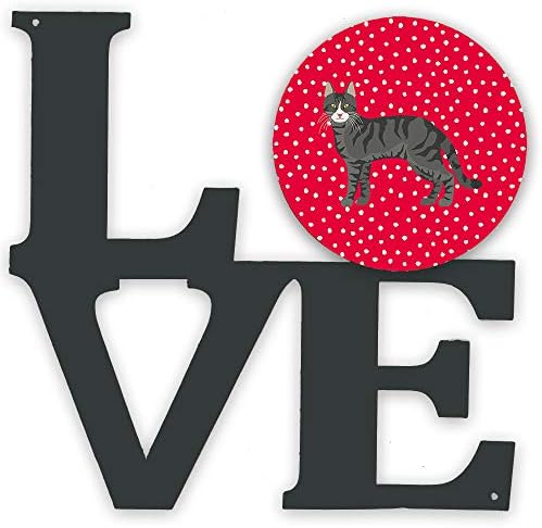 אוצרות קרוליין 5542 וולוו טריקולור האגאי חתול אהבה מתכת קיר יצירות אמנות אהבה, אדום,