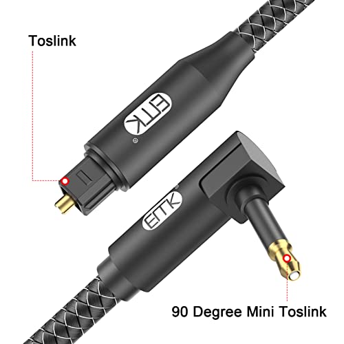EMK 90 מעלות מיני טוסלינק כבל זווית ימין 3.5 ממ מיני טוסלינק כבל אופטי כבל שמע דיגיטלי כבל SPDIF חבל אופטי לסרגל קול, PS4,