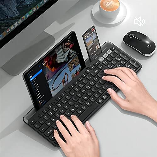מקלדת אלחוטית עם מחזיק טלפון למחשב, טאבלט, מק, מחשב נייד/אנדרואיד