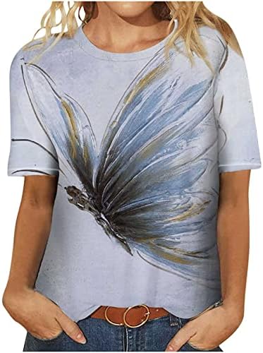 בנות בראנץ ' טיז חולצות חולצה שרוול קצר צווארון עגול פרפר גרפי קיץ סתיו טיז 2023 בגדי אופנה 3 ז