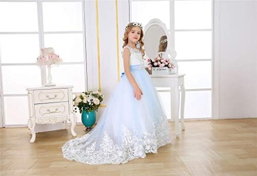 קשת חלום פרח ילדה שמלת נסיכת ארוך בנות תחרות שמלות ילדים לנשף נפוח טול כדור שמלה