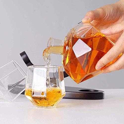 פיכחון יצירתי ויסקי לגין גלוב סט, יהלומי צורת זכוכית, עם 2 כוסות עץ בסיס ויסקי למען יצרנית