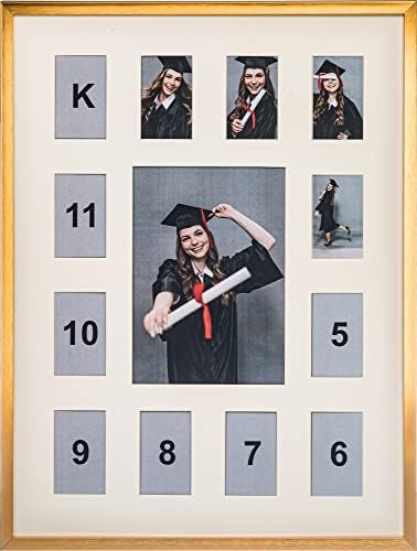 צד עץ אורביס שנות לימודי אלומיניום קולאז 'מתכת מסגרת תמונה - מציג צילום 5x7 ושנים עשר פתיחות 2.5x3.5, K -12 שמור על