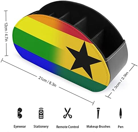 LGBT GRIDE דגל גאנה מחזיקי שלט רחוק PU עור מארגן אחסון קאדי עם 5 תא לציוד למשרד ביתי