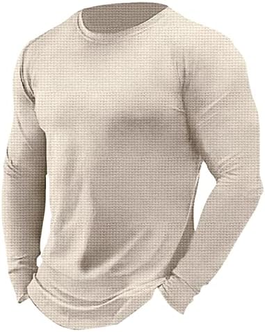 חולצות סרוג וופל של גברים שרוול ארוך שרוול ארוך סוודר צמרות צמרות קז'ון רזה מתאים קלות קלה קלה סתיו סתיו חולצה