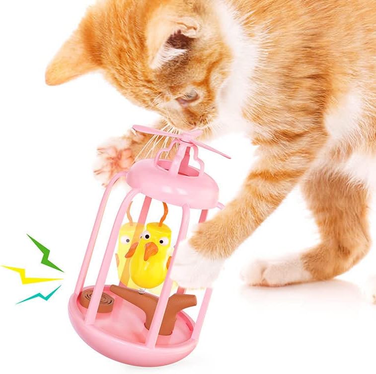 אינטראקטיבי חתול צעצועי מקורה חתול ציפור כלוב חשמלי כוס צעצועים, אוטומטי תרגיל לחיות מחמד צעצועי לשחק חתולים / חתלתול אוטומטי