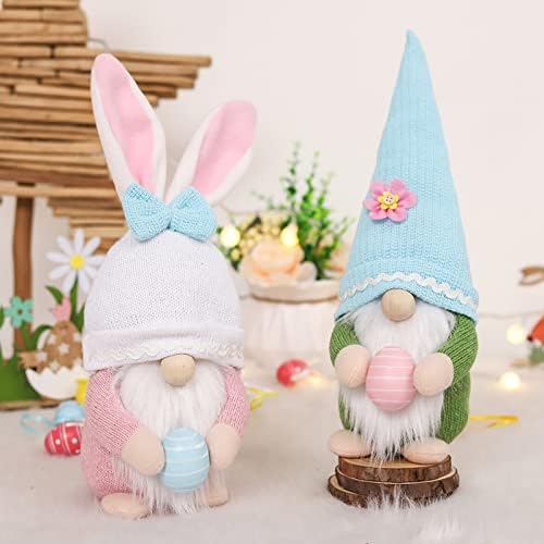 U-buyhouse Bunny Bunny Gnome Gnomes Gnomes חג הפסחא קישוט בית גנום קטיפה מתנות ארנב בעבודת יד שוודית טומטה אלף