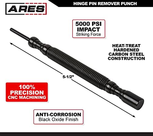 ARES 10063-2 אריזת ציר מסיר סיכה אגרוף - CNC -דיוק מעונה - גימור תחמוצת שחור אנטי -קורוזיה - 5000 PSI כוח מכה