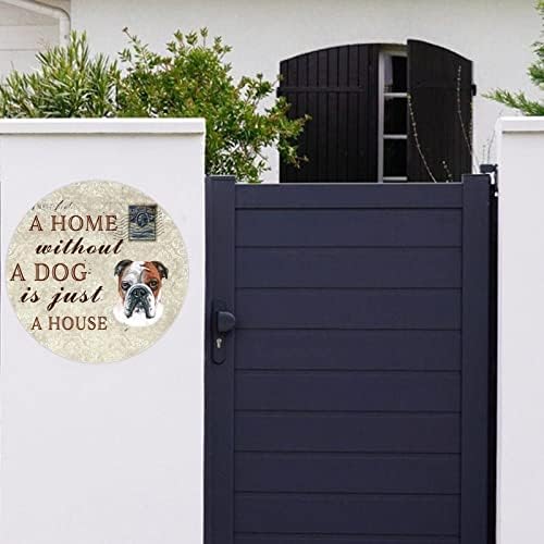 בית ללא כלב הוא רק עגול בית עגול מצחיק כלב מתכת מתכת פח שלט דלת חיית מחמד קולב כפרי צלחת מתכת מחמד קיר כלב קיר תלוי
