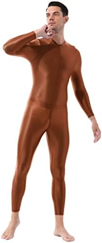 Feeshow גברים סקסיים מבריקים גוף מלא שמן גוף גוף הלבשה תחתונה כפול רוכסן כפול רוכסן טייץ 'סקסית