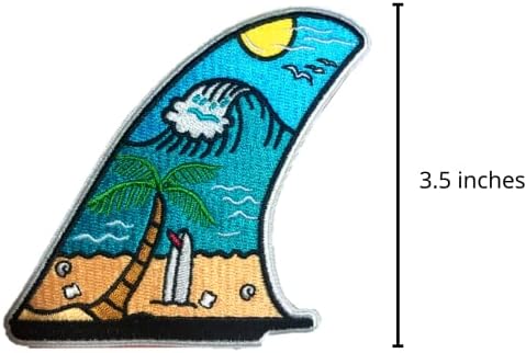 טלאי סנפיר סנפיר וחוף טלאים, טלאי הרפתקאות חיצוניים - ברזל מגניב רקום צבעוני על/תפור על טלאים
