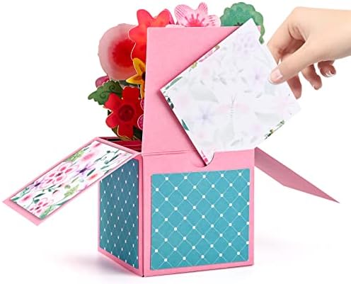 כרטיס פופ זר 3 ד', כרטיס יום אמהות, מתנות יום הולדת עבורה / נשים / אמא / אישה, כרטיסי ברכה לקופסת פרחים עם כרטיס פתק ומעטפה