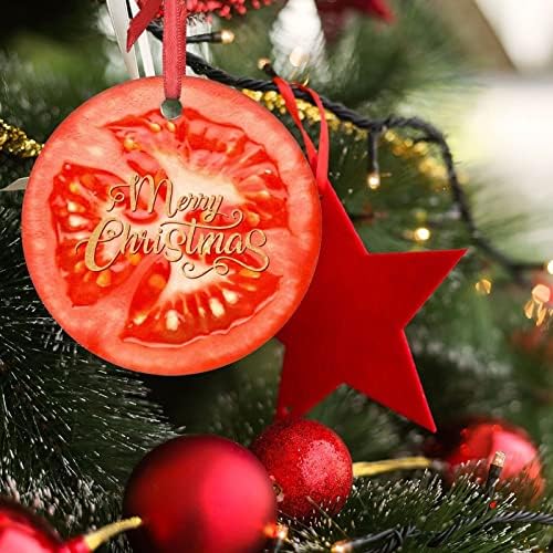 קישוטי חג המולד של עגבניות קישוטי אוכל מצחיקים קישוטי פירות לעצי חג המולד עגול קרמיקה קישוטי חג המולד בהתאמה אישית 2022