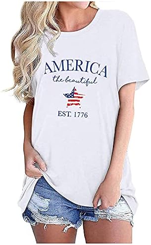 חולצת טריקו דגל אמריקאית לנשים רביעי ביולי חולצות פטריוטיות כוכבים סטריפלה גרפית יום הזיכרון יום הזיכרון