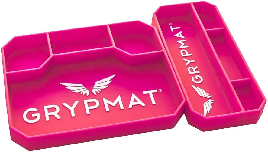Grypmat Automotive & Diyer ללא החלקה, מארגן תיבות כלים לא מגנטיות מיטוב את זרימת העבודה עם מגש כלים בצבע ורוד מחצלת