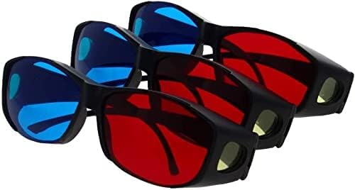 3 יחידות אדום-כחול 3 משקפיים מסגרת פלסטיק שחור שרף עדשה 3 סרט משחק-שדרוג נוסף סגנון