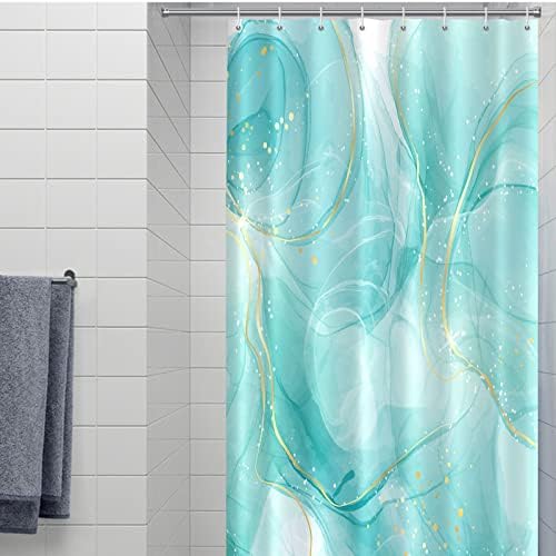 וילון מקלחת משושל של Seorsok, ירוק מודרני וילון מקלחת מופשט -אמבטיה דקורטיבי בית אמבטיה עם 12 ווים מהיר יבש