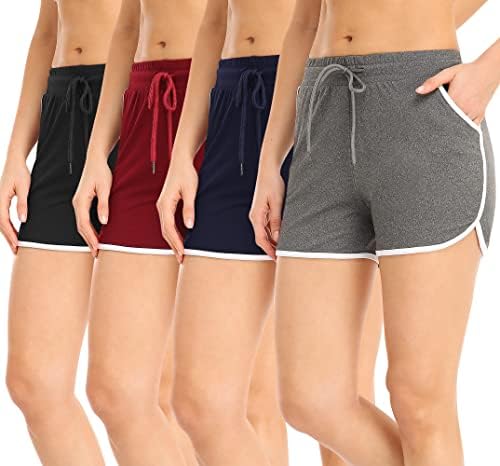 Zenex 4 אורז מכנסיים קצרים של ספורט נשים עם כיסים ומכנסי חדר כושר אימון מפעיל