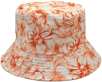 פרחוני הדפסת נשים טרנדי טיולים כובעי דייג אופנה מזדמן אגן כובע נשים כפול מתקפל טיולים כובע צדדי דלי כובע
