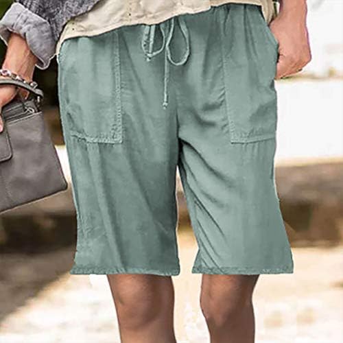 מכנסי כותנה של Niucta לנשים מכנסיים קצרים ברמודה ברמודה נמתחים מכנסי קמפינג קלים קלים עם כיסים עם כיסים