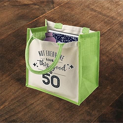 מתנות תיק יום הולדת 50 לנשים-תיקי כתף יוטה כותנה לשימוש חוזר לקניות-זה טוב-ירוק-ים