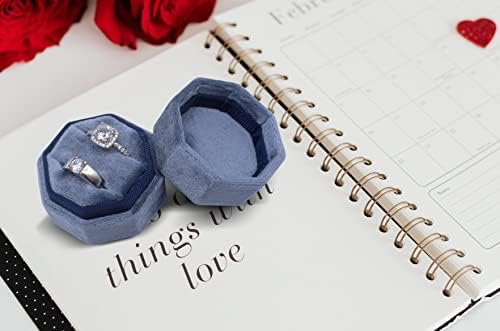 תכשיטי תיבת קטיפה טבעת תיבה, מתומן נושא טבעת תיבה עם מכסה נתיק, מדהים בציר כפול חריצים טבעת תיבת להצעה, אירוסין, חתונה