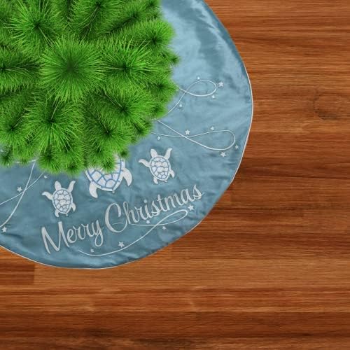 צב הים חצאית עץ חג מולד שמח, קישוטים לחג המולד עם חוף החוף, עיצוב חג חגיגי לשימוש חוזר, 42 אינץ '