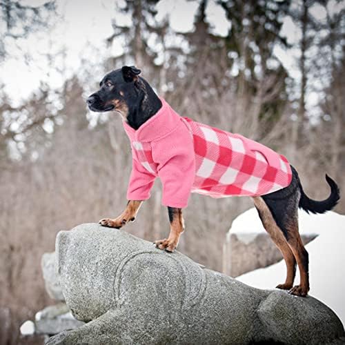 מעיל חולצה משובצת כלבים, בגדי חורף לחיות מחמד עם שקית חטיפים בגב, לבוש סוודרים חמים וקל משקל עם חור רצועה סרבלים נעימים