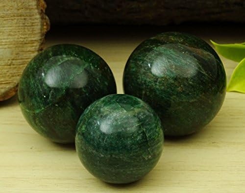Reikiera Green Green Sphere כדור אבן עם טבעת עמדת טבעת איזון איזון קריסטל רייקי ריפוי- בחר בגודל