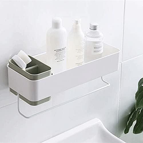 EMISOO מדף מקלחת מדף אמבטיה מדף קיר דבק מתלה עם כלי קול קולב פינת מדף מקלחת מדף מטבח מתלה.