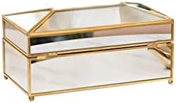 תיבת רקמות בית דקורטיבי מיכל זהב רכב מחזיקי כיסוי מתכת זכוכית נייר תיבת רקמות