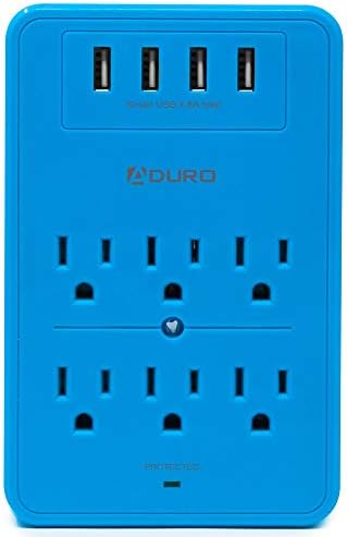 Aduro Surge Surge Protector 6 שקעי חשמל תחנת חשמל עם קיר USB הר הרכבה מרובה מתאם מאריך מפצל עם מדף טלפוני Stand
